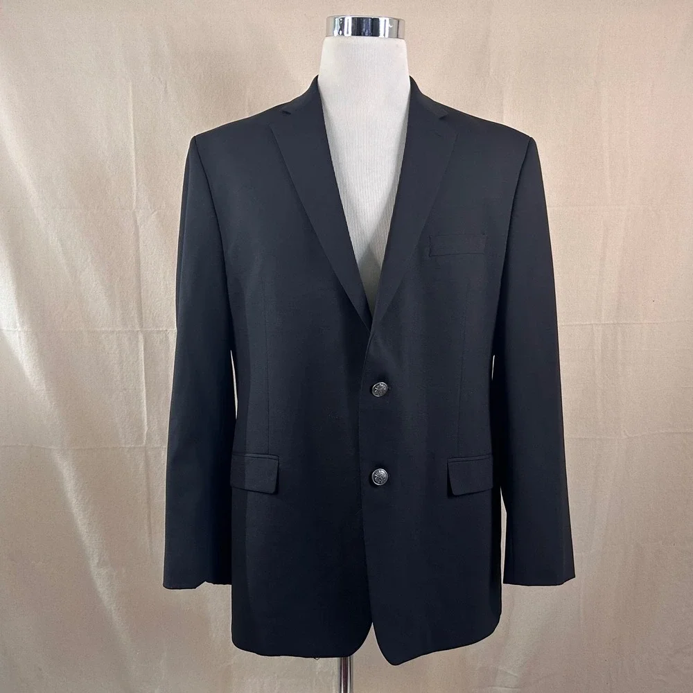 Michael Kors 46R Blazer Wool Blend Black Silver Two Button Lined Vented Formal